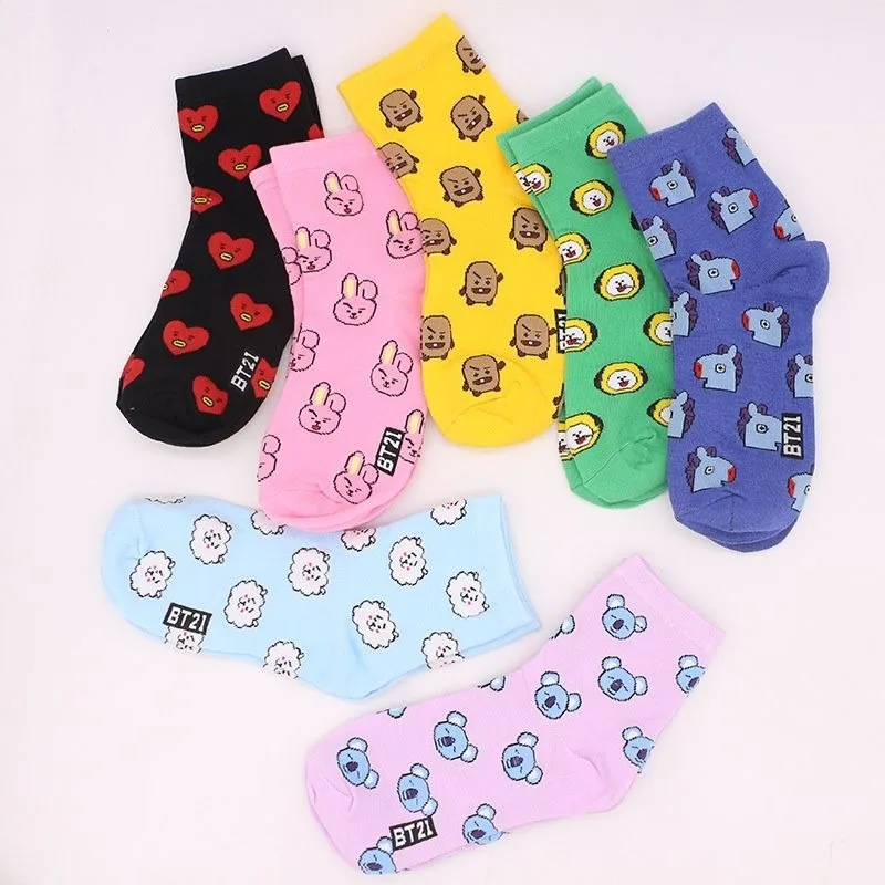 Tippet Line - Kaus Kaki Kartun BT21 Kawaii Kaus