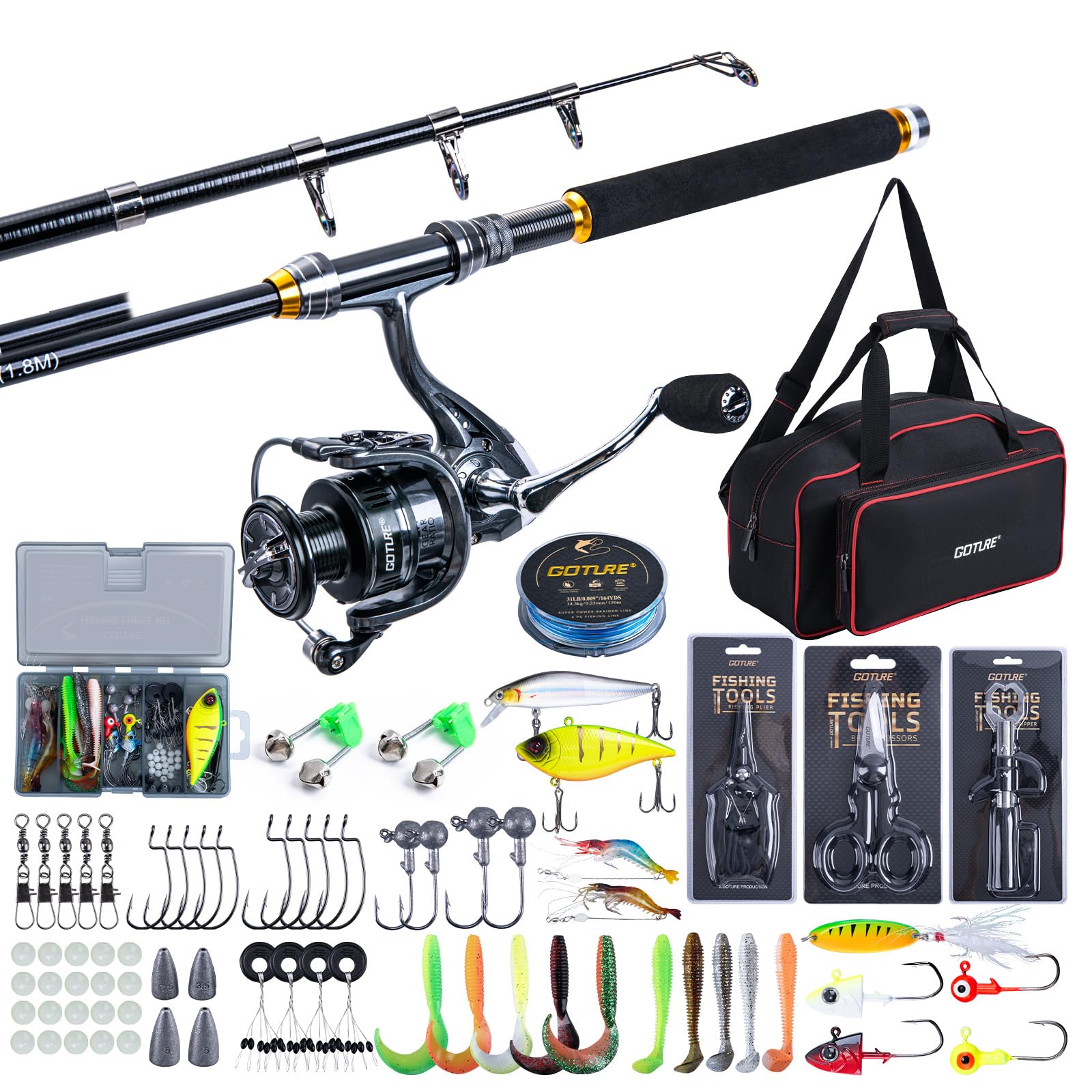 Set Pancing Teleskopik Goture  - Fishing Line Spooler ulasan dan harga